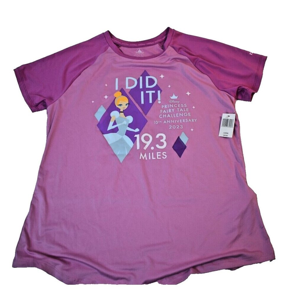 Run Disney 2023 Princess Fairy Tale Challenge 19.3 Mile Cinderella T-Shirt L NWT